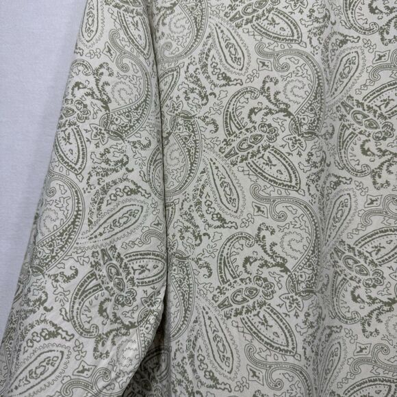 Silk Icon 100% Silk Paisley Button-Up Shirt Womens Small Beige Green Long Sleeve - Picture 12 of 15